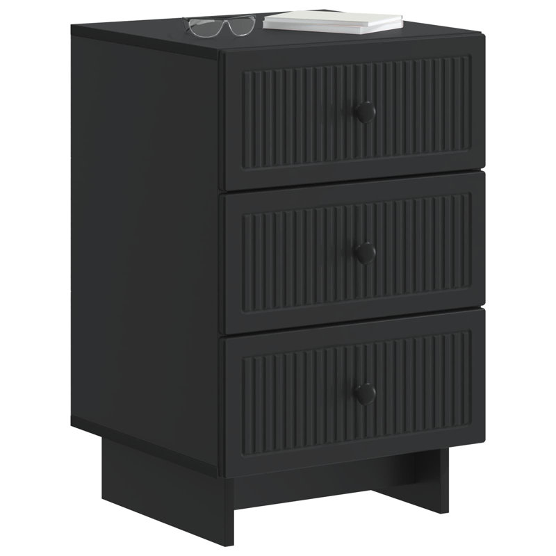 43cm W Manufactured Wood Bedside Table, Black