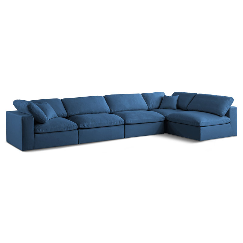 Jocqua Velvet L-Shaped Sectional Reversible, Navy Velvet