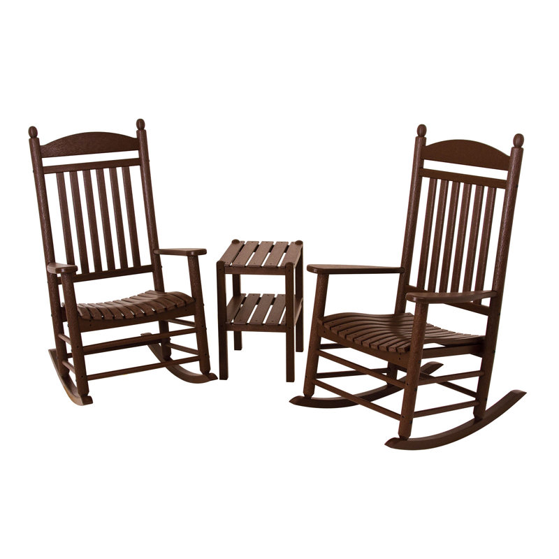 POLYWOOD Jefferson 3-Piece Rocker Set, Mahogany