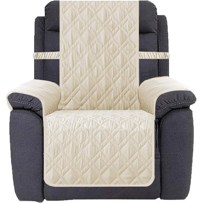 Waterproof Nonslip Recliner Cover Stay in Place, Dog Chair Cover Furniture Protector, Ideal Recliner Slipcovers for Pets and Kids (Ivory, 23")