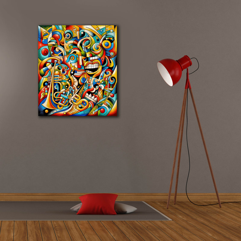 Art abstrait sur toile, "Orchester Abstract 3" par Rey Klimt, H 30 po x l 26 po x P 1,5 po