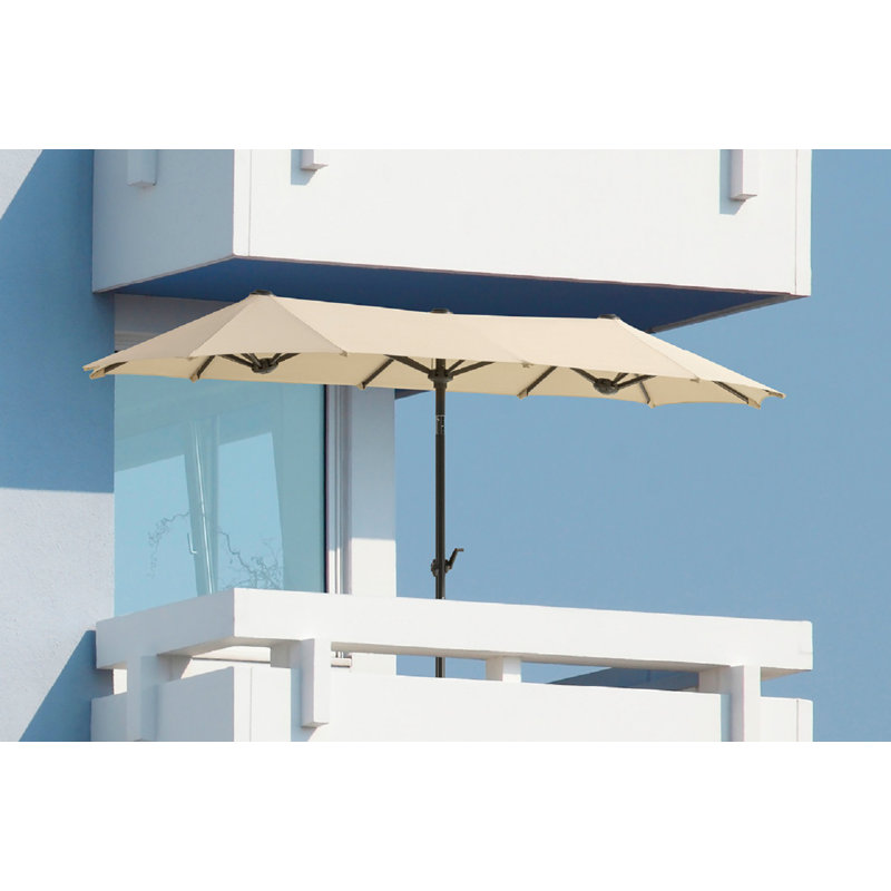 Salerno 3m x 1.5m Rectangular Balcony Parasol, Natural Brown