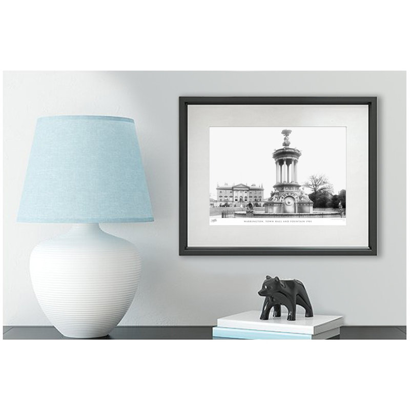 Warrington, Town Hall and Fountain 1901 1 Piece Single Picture Frame Wall Art, 60cm H x 80cm W x 2.3cm D
