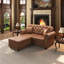 Causeuse Chesterfield de style Mid-Century avec 2 repose-pieds, similicuir, garniture cloutée-2033072281