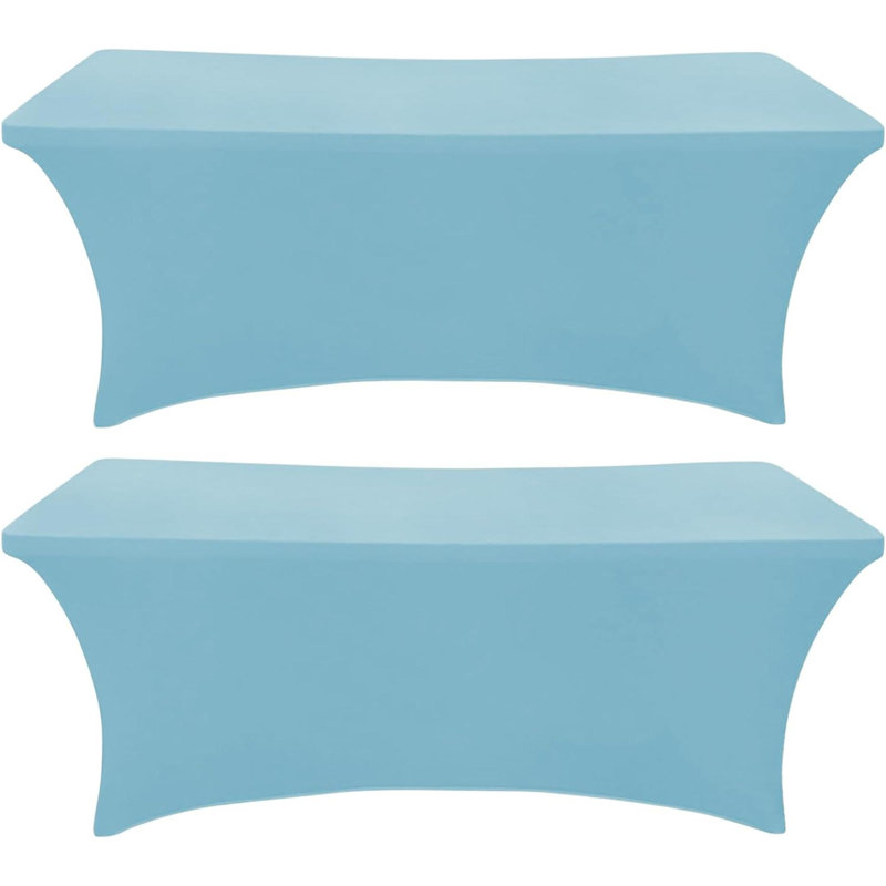 2 Pack Table Cover Fitted Rectangular Tablecloth Stretchable Fabric Lycra Table Cloth 6 Ft Wrinkle-Free For Party Tradeshows Banquet Weddings Cocktail
