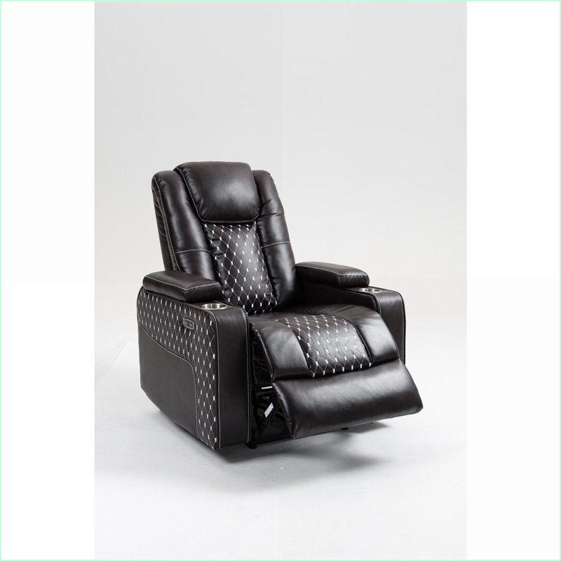 Fauteuils inclinables avec inclinaison infinie, télécommande filaire et amp; Rangement | Fauteuil relevable en similicuir brun noyer