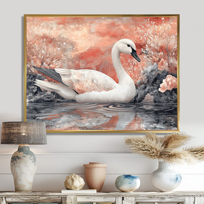 Rose cygne, reflets de l'élégance - cygnes, art mural