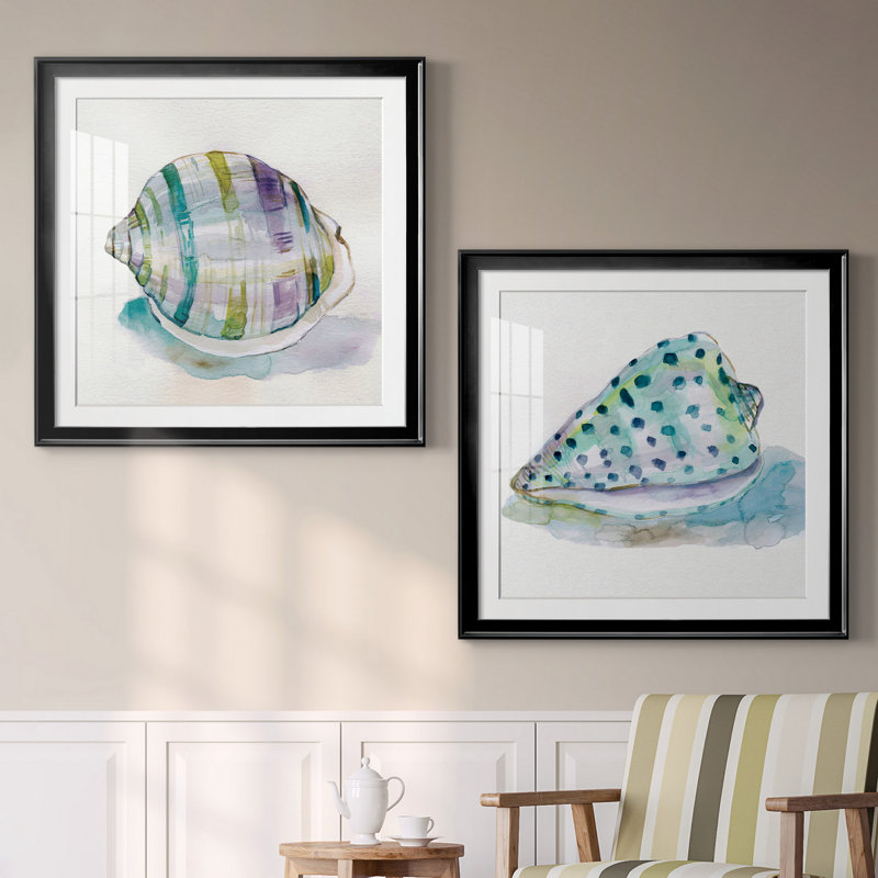 Malecon Shell III - ensemble de 2 reproductions d'art sur toile tendue, Blanc, H 26,5 po x l 53 po x P 1,5 po