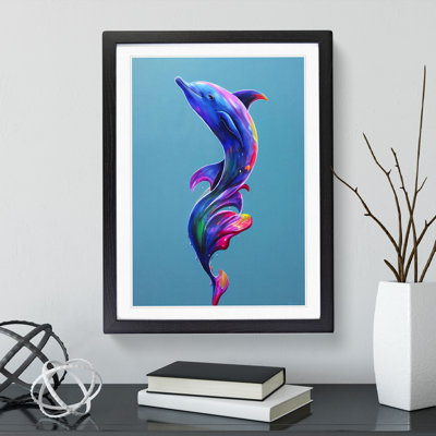 Dolphin Paint Splash No.1 - Framed Print