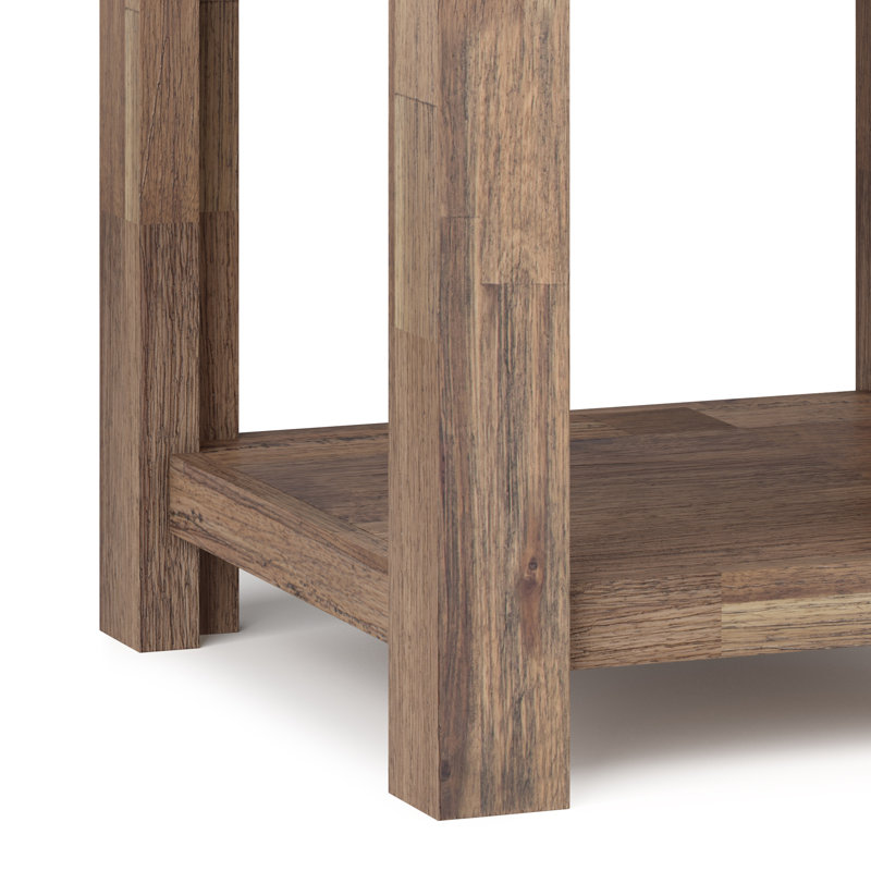 Table de bout Monroe en acacia massif rustique brun naturel vieilli 22 po (ensemble de 2), Brun rustique