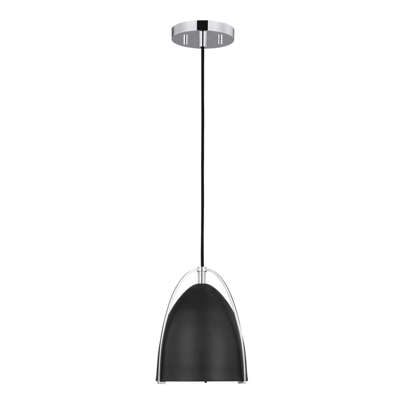 Luminaire suspendu conique à 1 lumière Nikki, Chrome, H 7,5 po x l 6,25 po x l 6,25 po, Noir