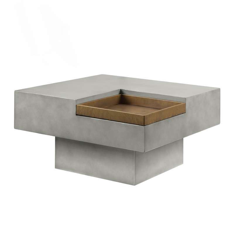Table basse grise avec rangement caché Kailano