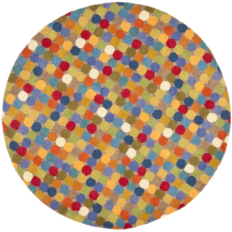 Tapis multicolore en laine touffeté à la main Candelo, Rond 6 pi