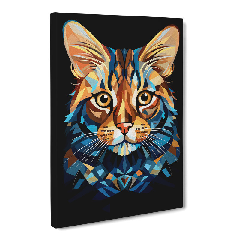 Bengal Cat Cubism Art No.2 - Wrapped Canvas, 50cm H x 35cm W x 3cm D