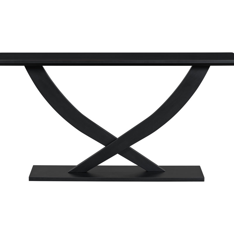 Console de 57 po, pieds croisés, amplement d'espace, + table à usage domestique avec surface, pieds croisés, chalet, Noir