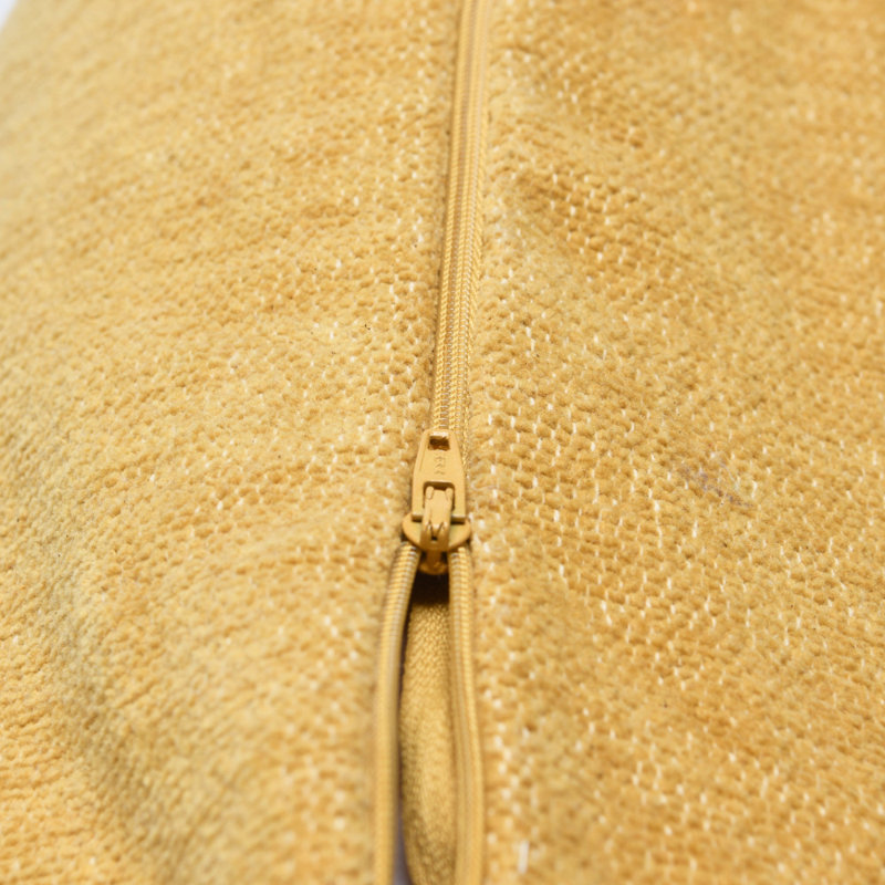 Mustard Cotton Chenille Square Throw Pillow with Tassels