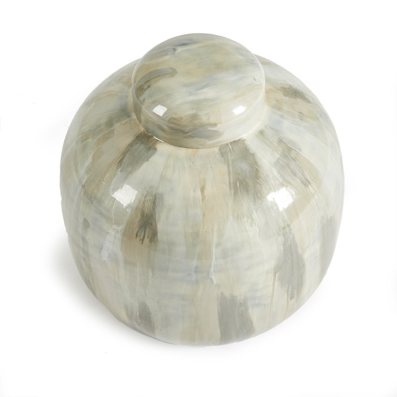 Almeta White Pearl 14" Metal Jar