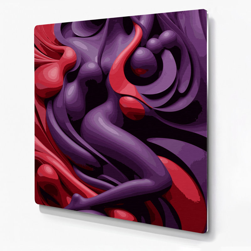 Art mural abstrait en métal violet 74, H 12 po x l 12 po