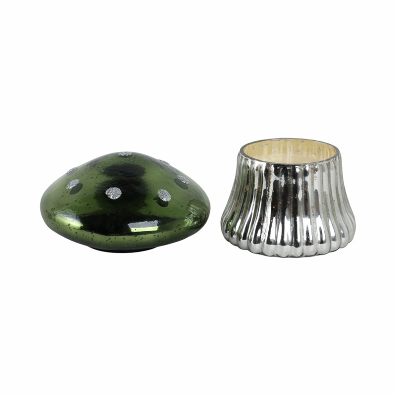 Sagebrook Home 6" 12 Oz Mushroom Candle, Green
