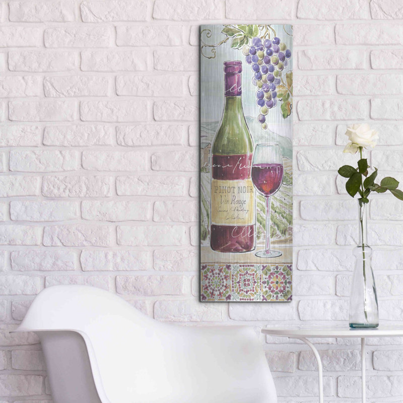 «Wine Country VI» par Daphne Brissonet, art mural en métal, 16 po x 48 po, H 36 po x l 12 po