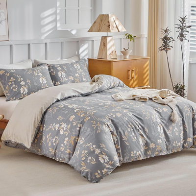 Microfiber Floral Duvet Cover with Pillowcases