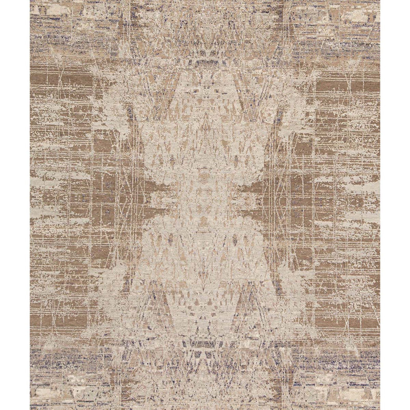 Tapis brun / argent noué à la main de haute qualité