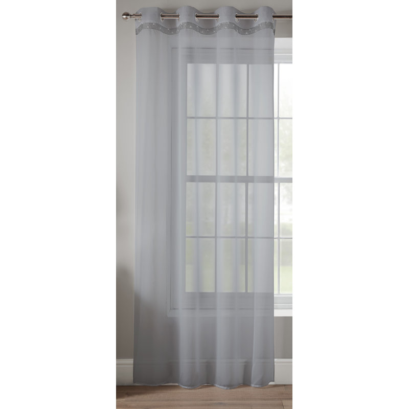 Odom Sheer Curtain Single Panel, 145 W x 137 D cm, Silver