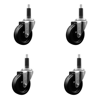 4 Inch SS Phenolic Swivel 1 Inch Expanding Stem Caster Set with Brake SCC