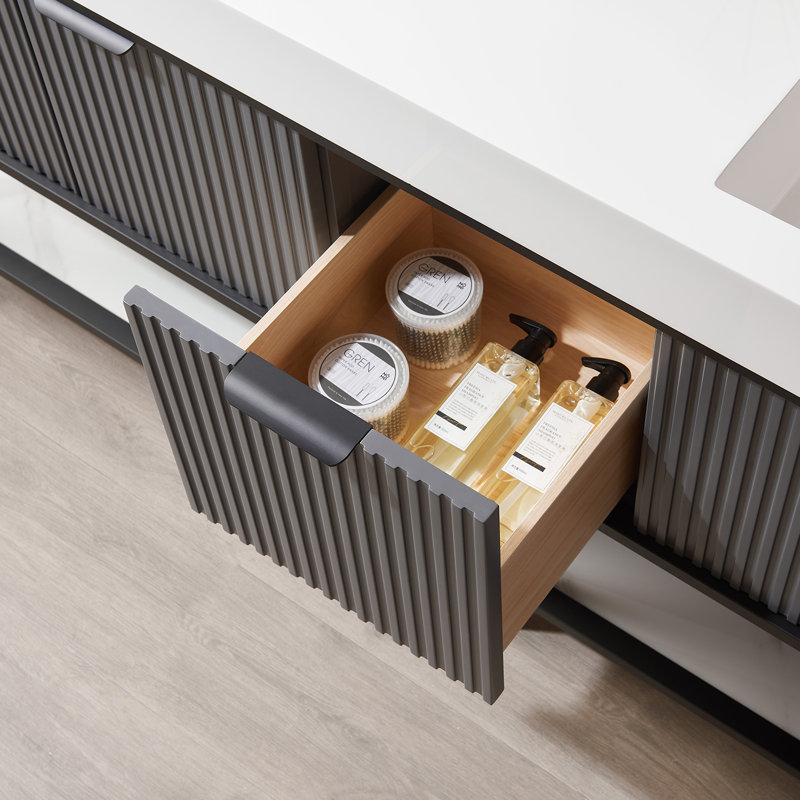 Ensemble de meuble-lavabo double 72 po avec miroir Avonmore, Gris