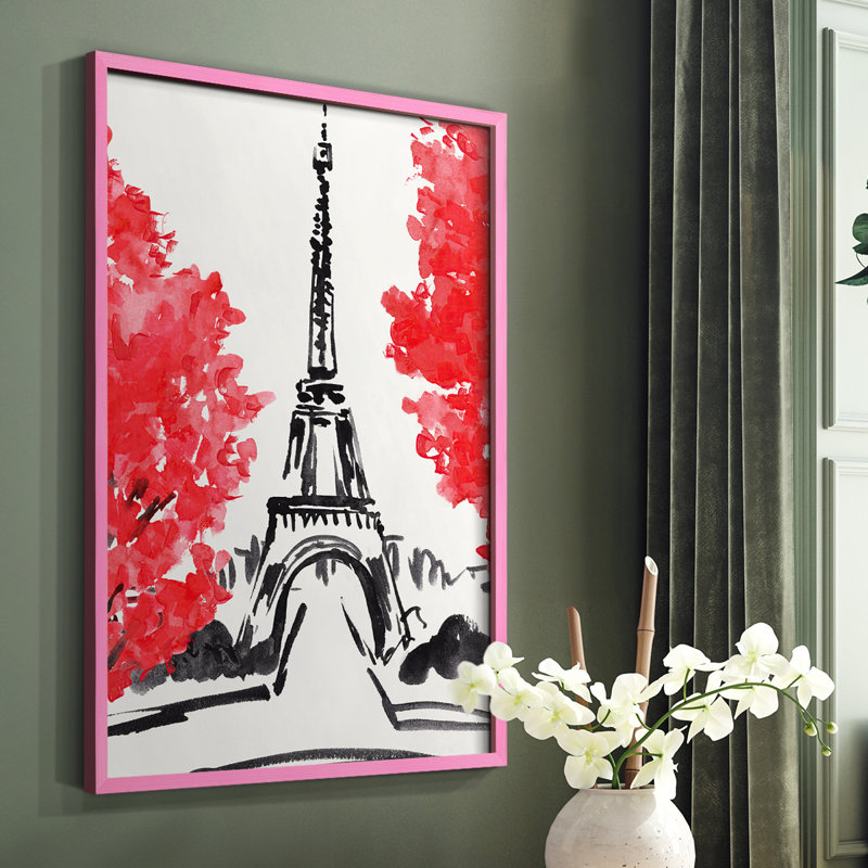 Day in Paris I, reproduction encadrée - bois massif, H 10 po x l 8 po, Rose