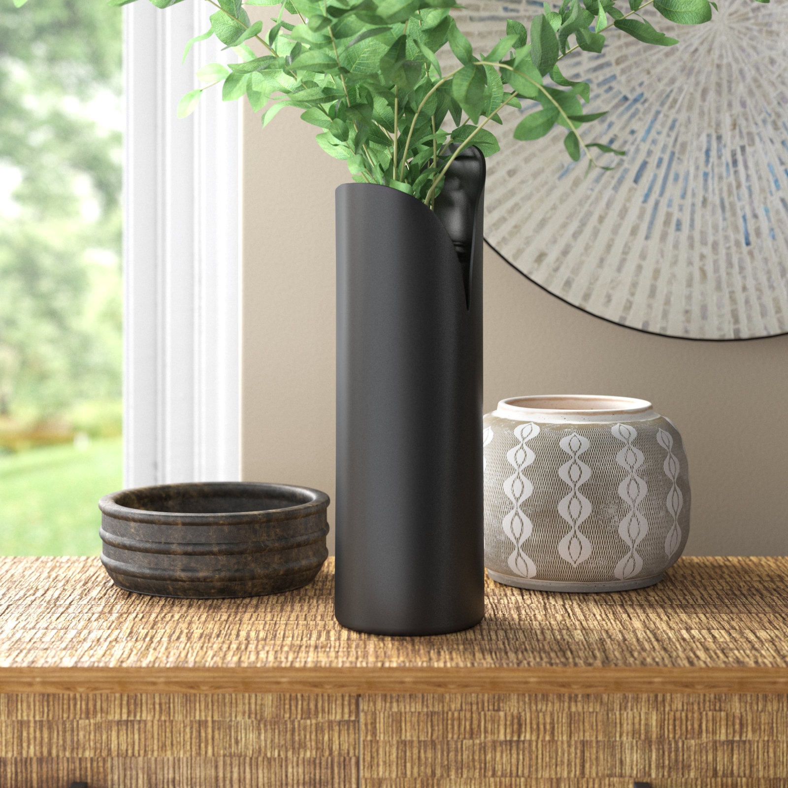 Jenny Iron Table Vase, Black, 15.75" H x 5" W x 5" D