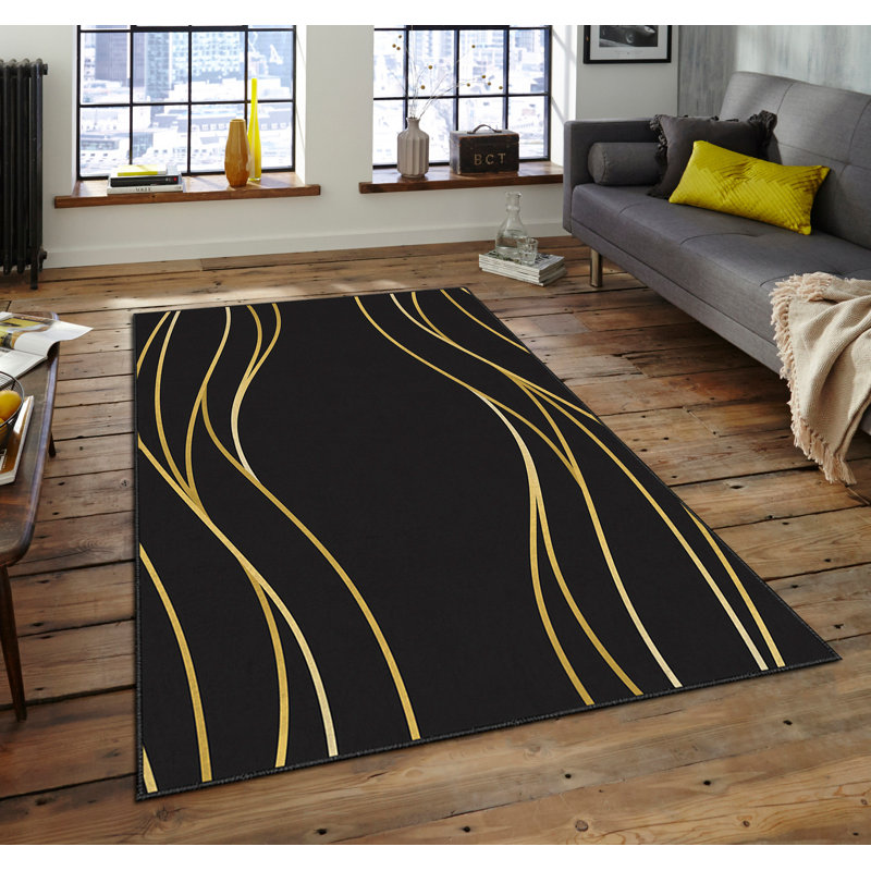Luxurious Non-Slip Area Rug, 4.0 x 5.9 Feet, 100% Polyester, 740g/m² | Velvet Fabric with Digital Print | Easy-Clean Laminated Sponge Underside, Machine Washable | Perfect for Living Room, Bedroom & Home Decor