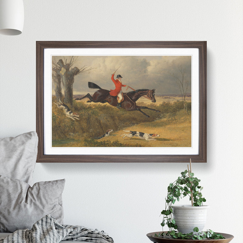 Fox Hunting Vol.2 by John Frederick Herring - Picture Frame Painting, Walnut Framed, 48cm H x 65cm W x 2cm D