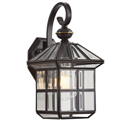 Copper Outdoor Wall Lights,Vintage Exterior Lantern Light Fixture Anti-Rust Waterproof Wall Mount Lamp with Clear Glass E26 Porch Light(Bronze)