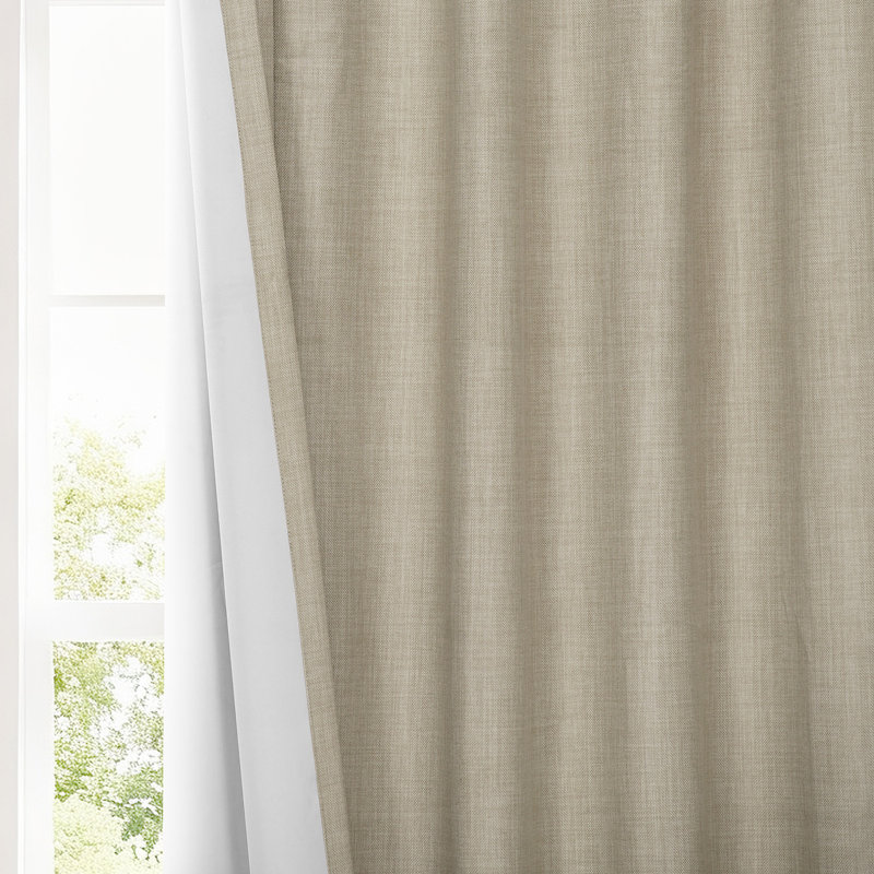Solid Performance Linen French Pleated Thermal Blackout Curtains for Bedroom & Living Room Curtains Single Panel, Light Beige