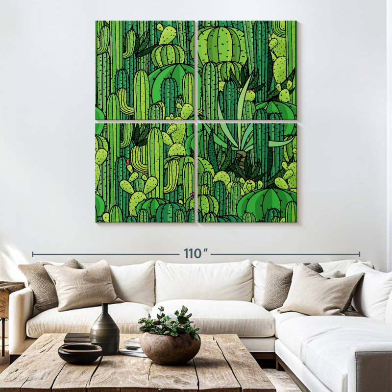 Motif de cactus vert Harnek, H 74 po x l 74 po