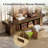 63" Farmhouse Tv Stand With Storage Baskets, Wooden Entertainment Center For 55/60/65 Inches Tvs