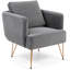 Lot de 2 fauteuils d'appoint modernes avec coussin de dossier, pieds en métal doré, confortables, gris.-49759770-49759773