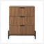 Commode 3 tiroirs Mid-Century avec façades en roseau, moka