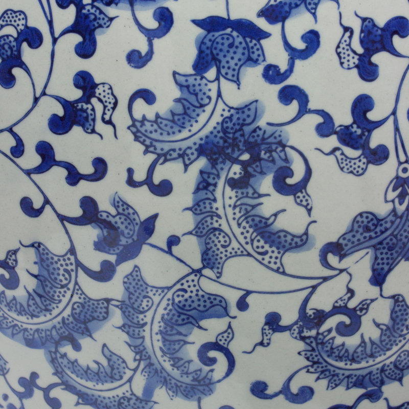 Timeless Chinese Temple Jar, Blue Floral, 24"