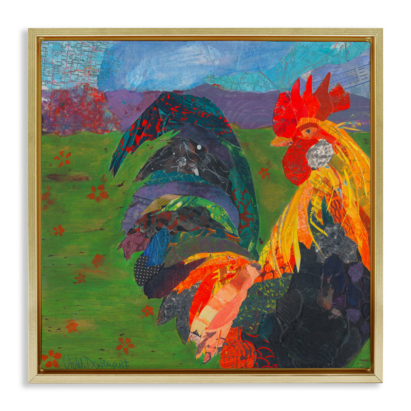 Art mural sur toile flottant, "Expressive Farm Rooster" par Violet Davenport, H 25 po x l 25 po