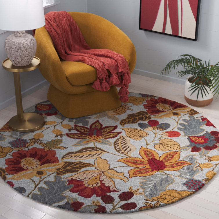 Emrick Hand Hooked Wool Floral Rug