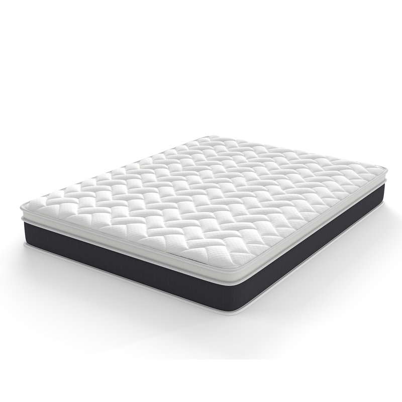Queen Size Mattress, Medium Firm Hybrid Pocket Spring Mattresses, Pillow Top Mattresses In a Box, Queen, Black Design