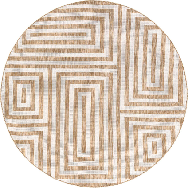 Tapis contemporain de style taupe Bello, Rond 7 pi 10 po