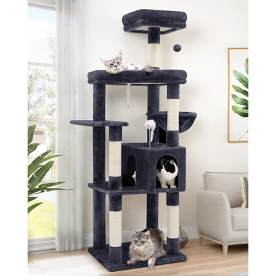 68in Space-saving Corner Design Cat Tree Tower for Multiple Cats