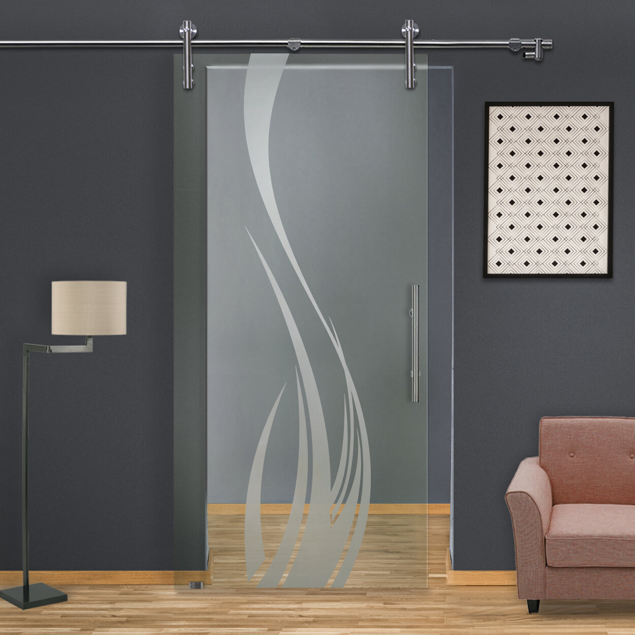 Glass-Door.us Hollow Glass with Installation Hardware Kit Barn Door ...