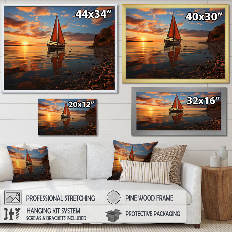 Boat Luminous Horizons I - Transportation Canvas Prints, H 34 po x l 44 po x P 1,5 po, Toile tendue