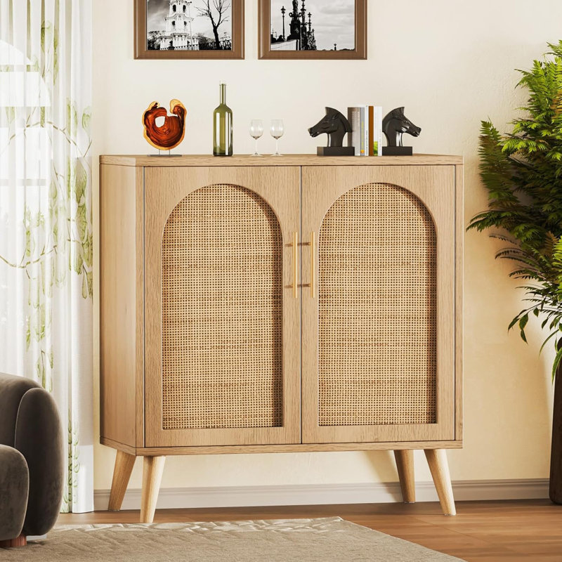 Armoire de rangement en rotin avec portes, armoire de salle de bain d'appoint moderne, buffet Buffet
