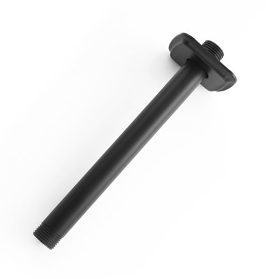 SKOWLL 8 Inch Shower Arm with Flange, Ceiling Mount Straight Shower Arm,Stainless Steel, Replacement Extension Arm for Rain Shower Head, High Pressure & Hard Water Compatible, Matte Black