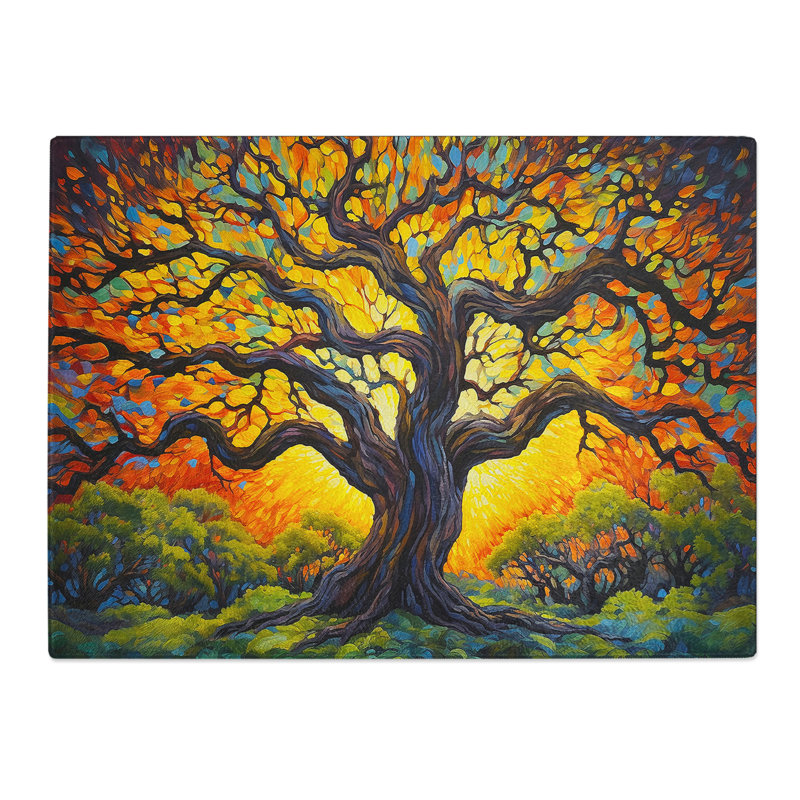 Oak Tree Action No.2  Glass Chopping Board